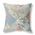 Homeroots 18 in. Boho Floral Indoor & Outdoor Throw Pillow Gold Red & White 413926